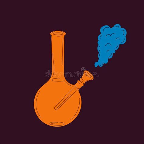 Glass Bong For Smoking Weed Hand Drawn Trendy Vector Illustration