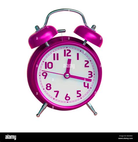 Purple Retro Alarm Clock On White Background Stock Photo Alamy