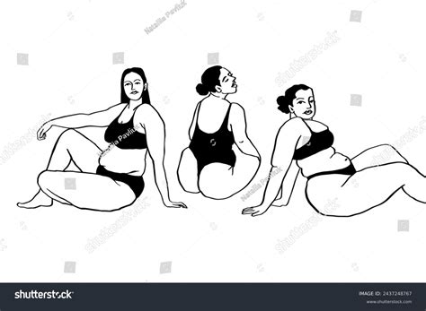 Curvy Nude Women Body Line Art Stock Vector Royalty Free Shutterstock