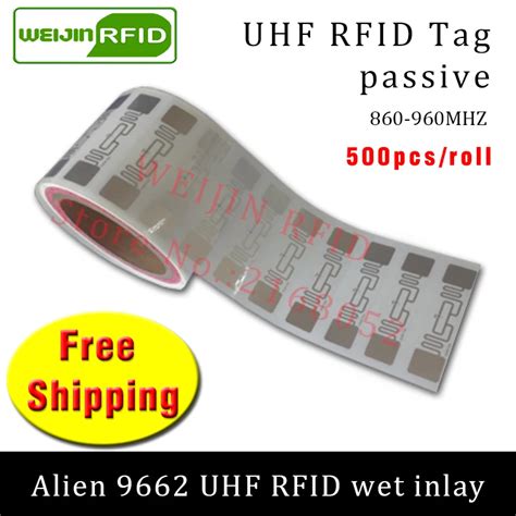 RFID Tag UHF Sticker Alien 9662 EPC6C Wet Inlay 915mhz868mhz Higgs3