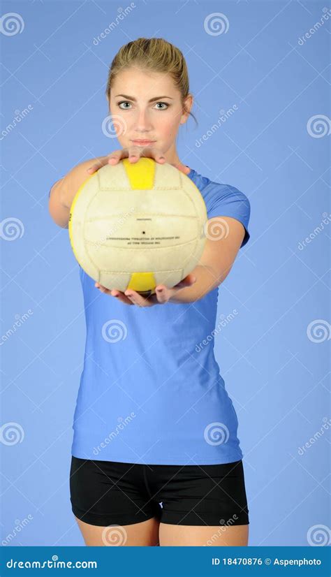 Beautiful Blonde Indoor Volleyball Player Female Stock Photo Image Of