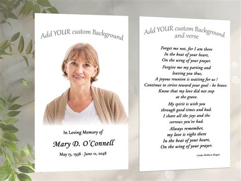 Custom Memorial Cards Laminated - Etsy