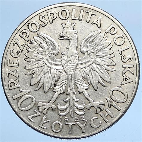 Poland Queen Jadwiga Eagle Polish Antique Silver Zlotych Coin