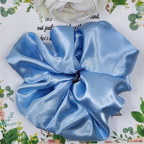 Light Blue Satin Scrunchie Wedding Bridal Prom Bridemaid Gift Etsy