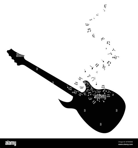 Guitarra ilustración vectorial La silueta negra de un soporte Las