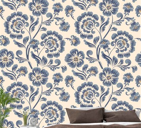 Blue And White Floral Wallpaper For Walls