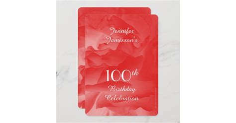 100th Birthday Party Invitation Coral Pink Rose Invitation Zazzle