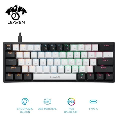 Leaven K Mechanical Keyboard Keys Hot Swappable RGB Backlit Detachable Type C Wired Gaming