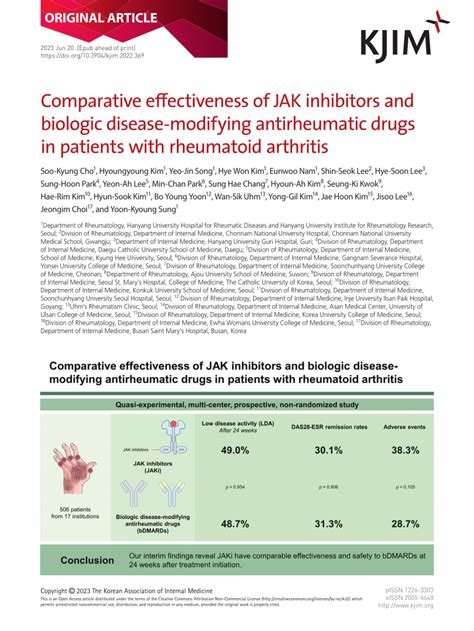 PDF Comparative Effectiveness Of JAK Inhibitors And Biologic Disease