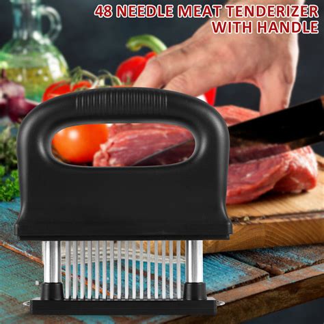 Meat Tenderizer With 48 Stainless Steel Ultra Sharp Needle Blades Black