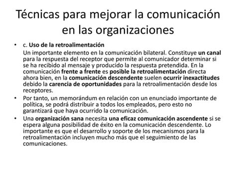 Tecnicas Para A Comunicacion En Organizaciones Ppt