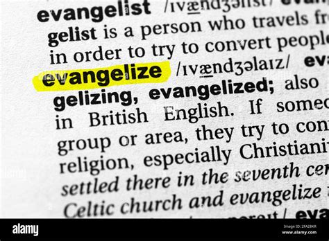 Highlighted Word Evangelize Concept And Meaning Stock Photo Alamy