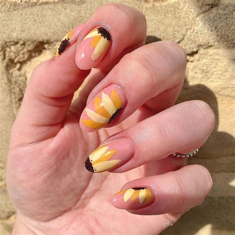 Cute Yellow Sunflower Nail Designs For Sunflower Nails Nail