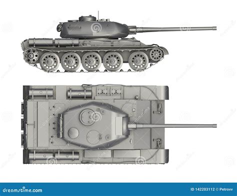 Military Tank Side and Top View Isolated on White Stock Illustration ...