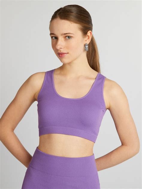 Brassière de sport en maille côtelée Violet Kiabi 6 00