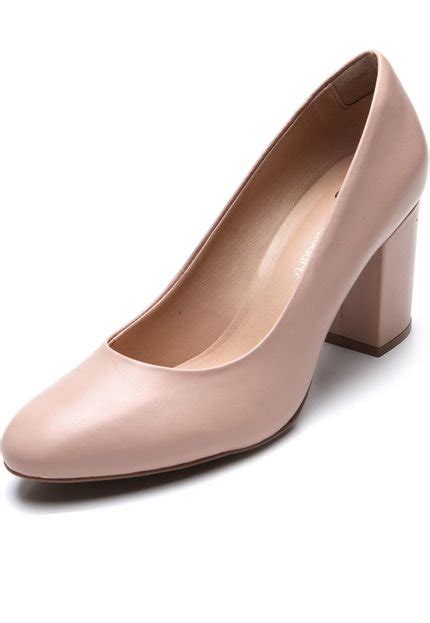 Scarpin Couro Capodarte Salto Grosso Nude Compre Agora Dafiti Brasil