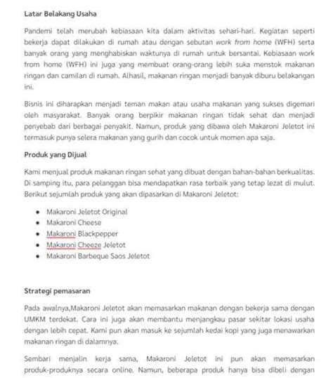 Contoh Proposal Usaha Makanan Pdf Homecare24