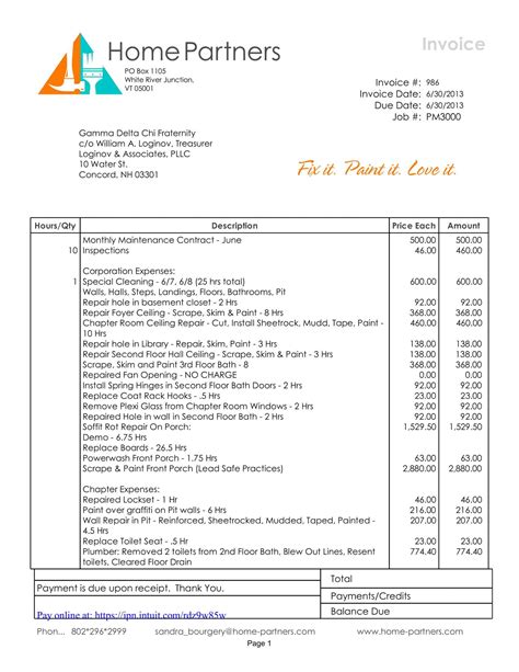 Free Printable Painting Invoice Templates Excel And Word