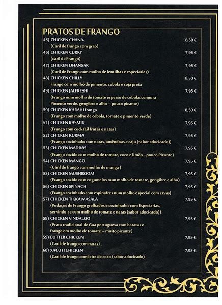 Menu At Bengal Tandoori Restaurant Lisbon R Da Alegria