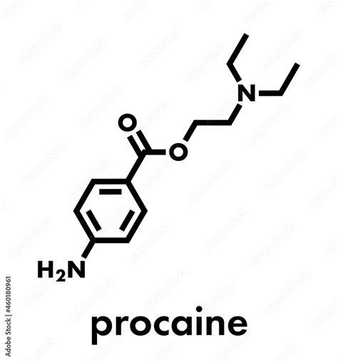 Procaine Topical Anesthetic Drug Molecule Skeletal Formula Stock