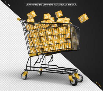 Carrinho De Compras Cubos Amarelo De Porcentagem Para Black Friday