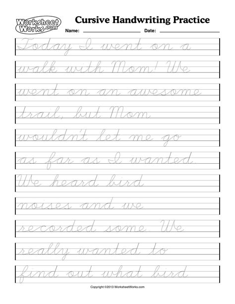 Cursive Writing Printable Worksheets