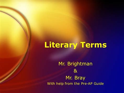 Literary Terms Powerpoint Presentation