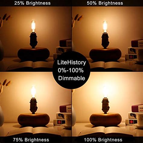 LiteHistory Dimmable T6 Led Bulb 40W Candelabra Led 2700K Clear 400lm