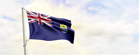 Premium Photo Saint Helena Flag Waving On Sky Background 3D Rendering