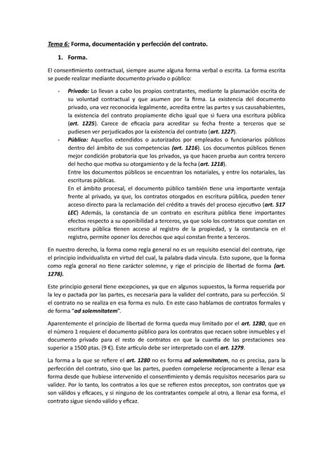 Tema Vi Forma Documentaci N Y Perfecci N Del Contrato Copia