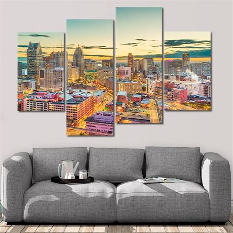 Detroit Skyline Canvas Wall Art Set I by Stunning Canvas Prints