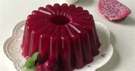 Resep Puding Buah Naga Dengan Vla Vanila Susu Oleh Dian Amel Cookpad