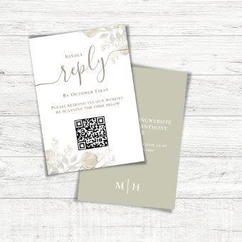 Wedding Rsvp Qr Code Elegant Sage Greenery Zazzle