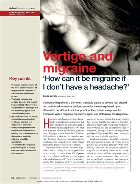 Vertigo and migraine - Migraine-Associated Vertigo (MAV) Forums