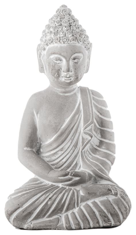 Cement Meditating Buddha In Kasaya Figurine Washed Concrete Gray Finish