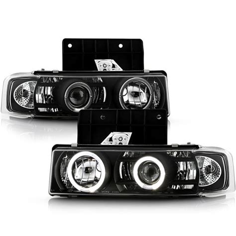 95 05 Chevy Astro Van GMC Safari Halo Projector Headlights Black