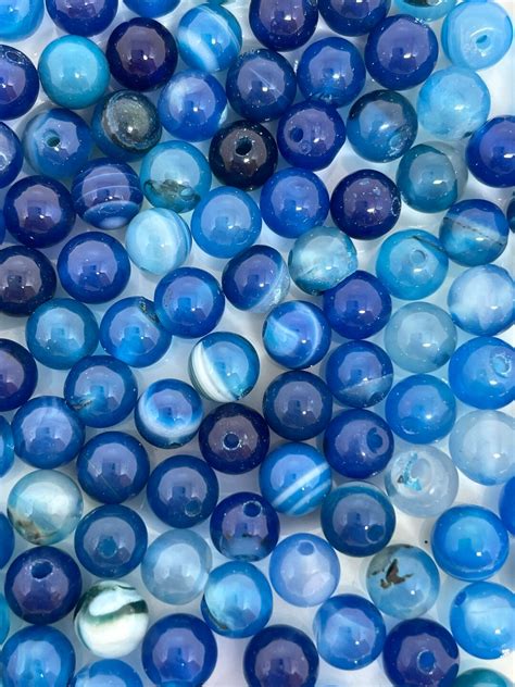 6mm Beautiful Natural Stone Blue Agate Beads For Bracelet Jewelry