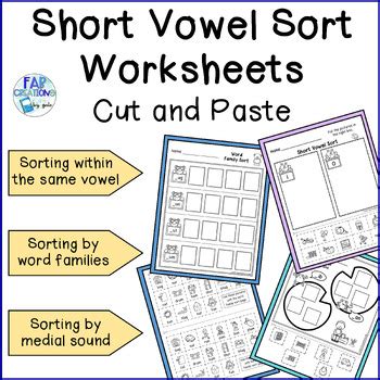 Short Vowel Sorts For Medial Sound And Word Families Cut And Paste