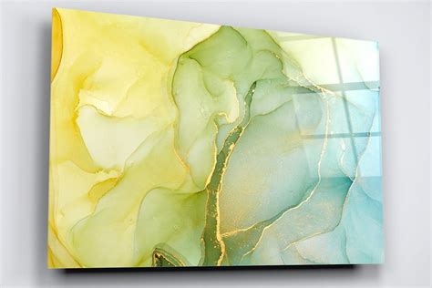 Abstract Art Acrylic Glass Wall Art Large High Gloss Boho Home Decor Alcohol Ink Wall Art