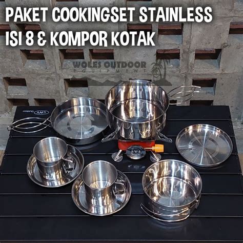 Jual Paket Alat Masak Cooking Set Stainless Isi 8 Pcs And Kompor Portable