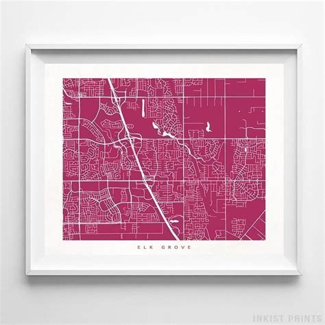 Elk Grove California Street Map Horizontal Print Map Print Street