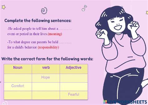 Forming Adjective From Noun Verb Worksheet Live Worksheets