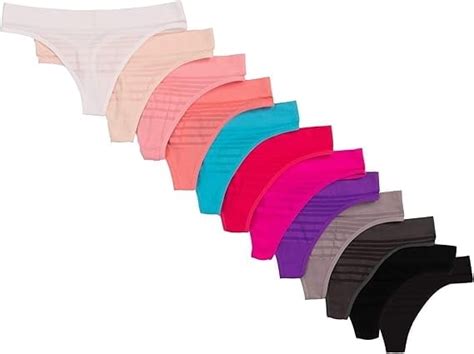 Alyce Ives Intimates Womens Seamless No Show Bikini Striped L Pack Walmart