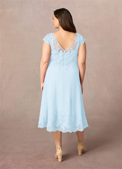 Azazie Terrano Sky Blue A Line Scoop Lace Lace Dress Azazie