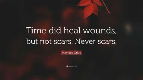 Michelle Griep Quote: “Time did heal wounds, but not scars. Never scars.”