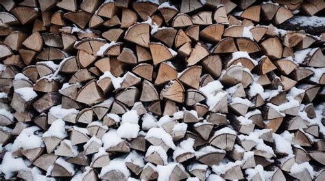 Snow Covered Street Texture A Pile Of Chopped Firewood Hidden Beneath