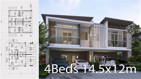 Twin House Design Plan 145x12m With 6 Bedrooms Home Ideas