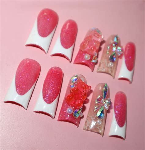 Y K Pink French Tip Duck Nails Etsy