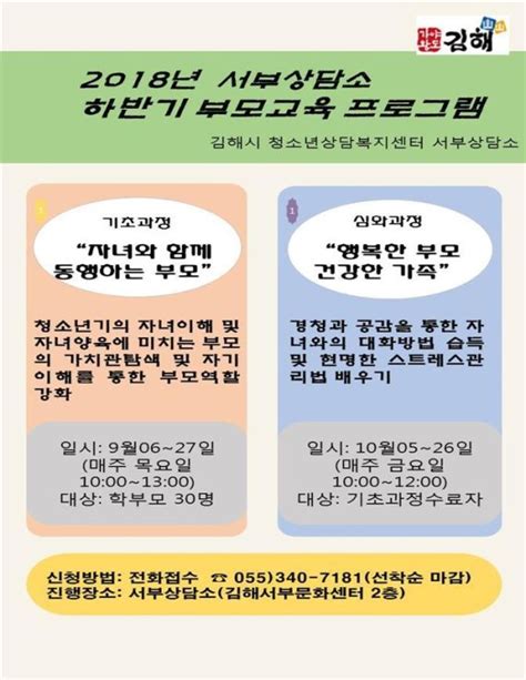 김해시 청소년 자녀 학부모 대상 ‘부모교육프로그램 운영 파이낸셜뉴스