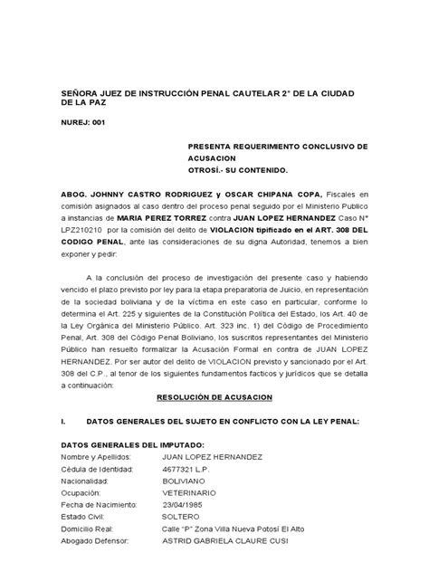 Acusacion Violacion Exposicion Pdf Derecho Penal Procedimiento